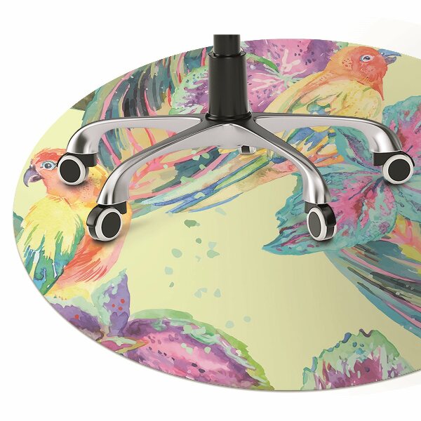 Desk chair mat colorful parrots