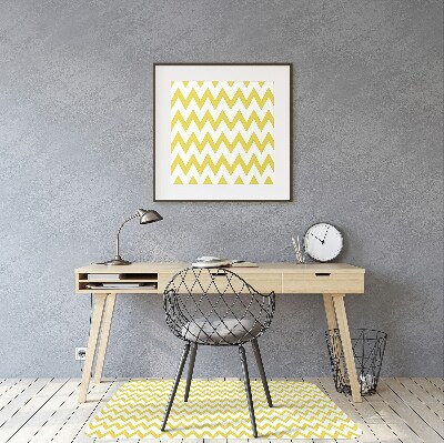 Desk chair mat yellow zigzags