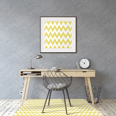 Desk chair mat yellow zigzags