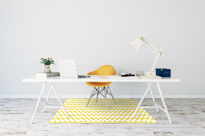 Desk chair mat yellow zigzags