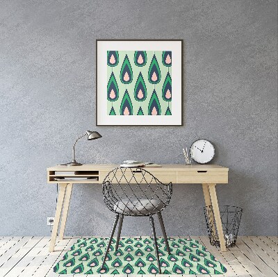 Desk chair mat green teardrop