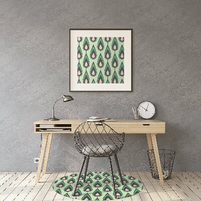 Desk chair mat green teardrop