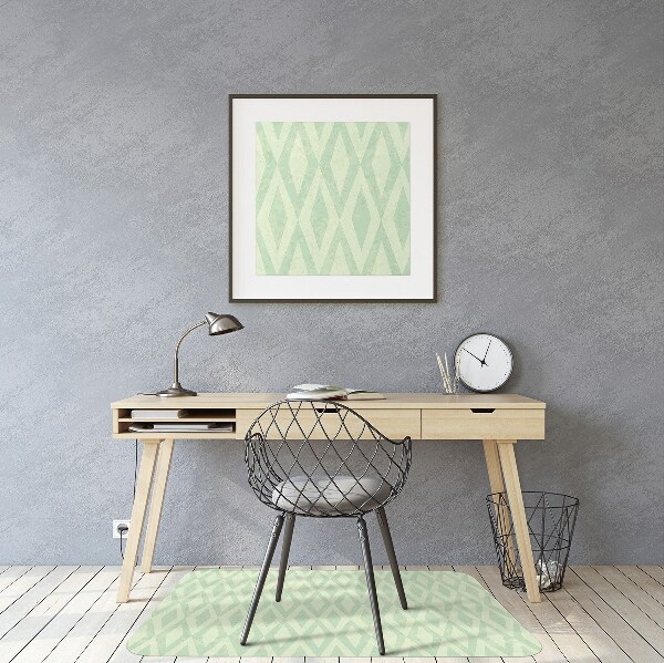 Desk chair mat green diamonds