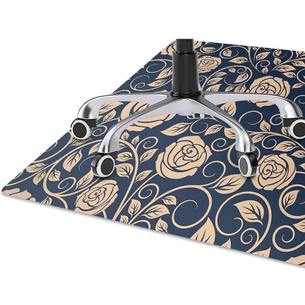 Office chair floor protector Vintage golden roses