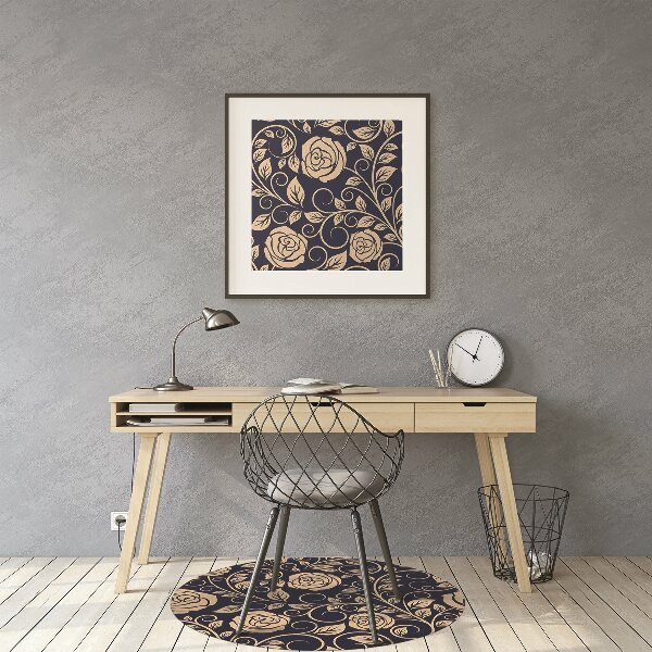 Office chair floor protector Vintage golden roses