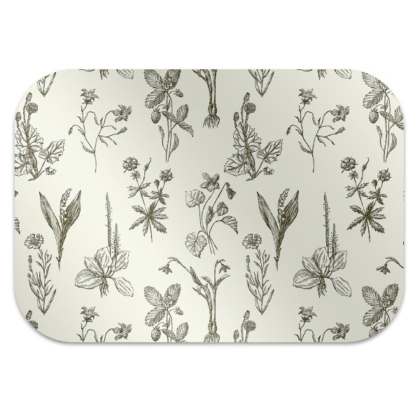 Office chair mat sketched flowers