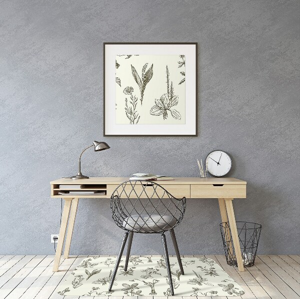 Office chair mat sketched flowers