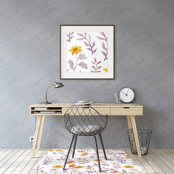 Chair mat floor panels protector painted flowers