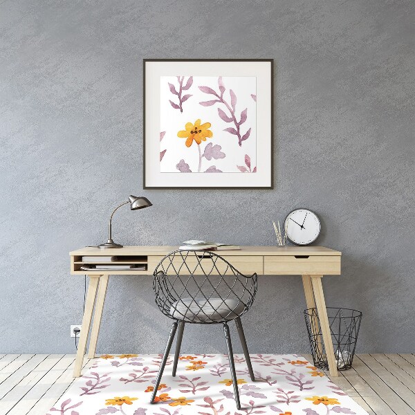 Chair mat floor panels protector painted flowers