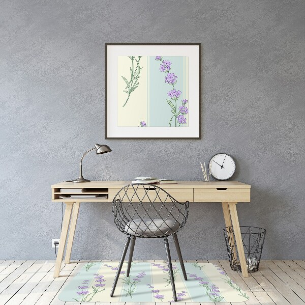 Office chair floor protector lavender flowers