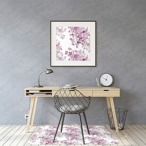 Desk chair mat pink flowers