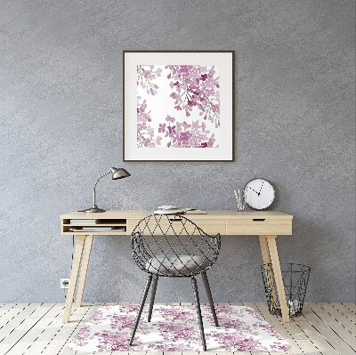 Desk chair mat pink flowers