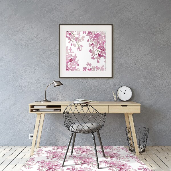 Desk chair mat pink flowers