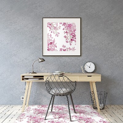 Desk chair mat pink flowers