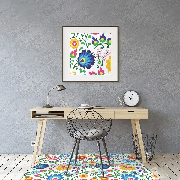 Desk chair mat folk art