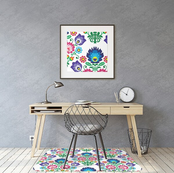 Desk chair mat folk pattern
