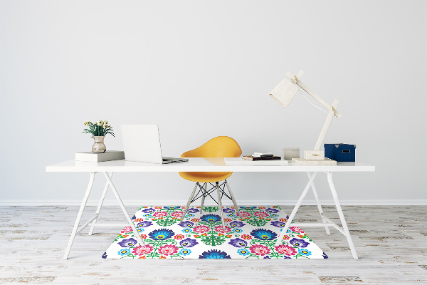 Desk chair mat folk pattern