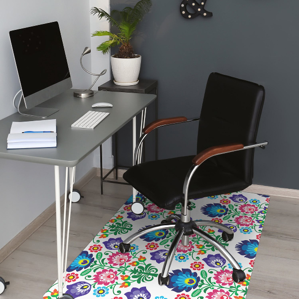 Desk chair mat folk pattern