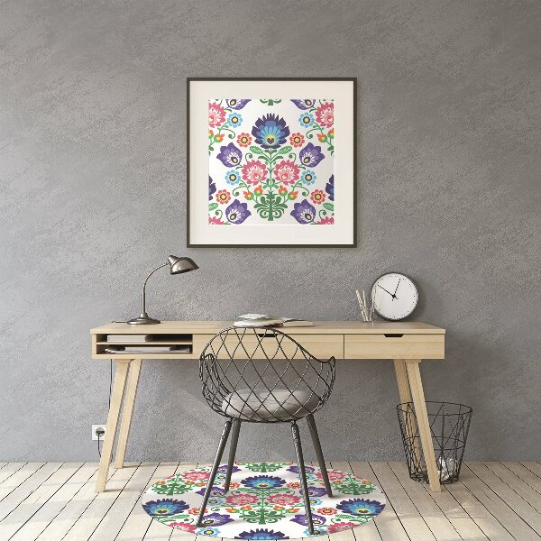 Desk chair mat folk pattern