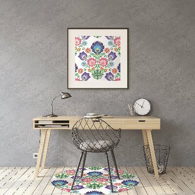 Desk chair mat folk pattern