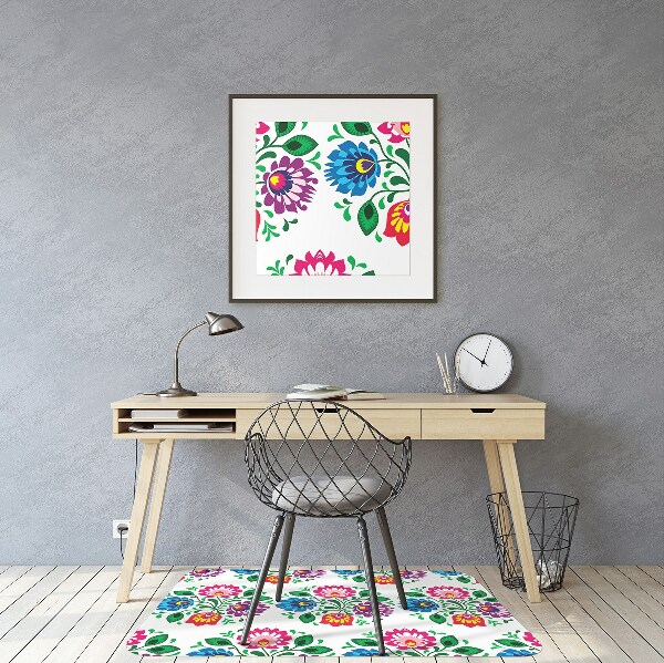 Office chair floor protector Flowers folk style