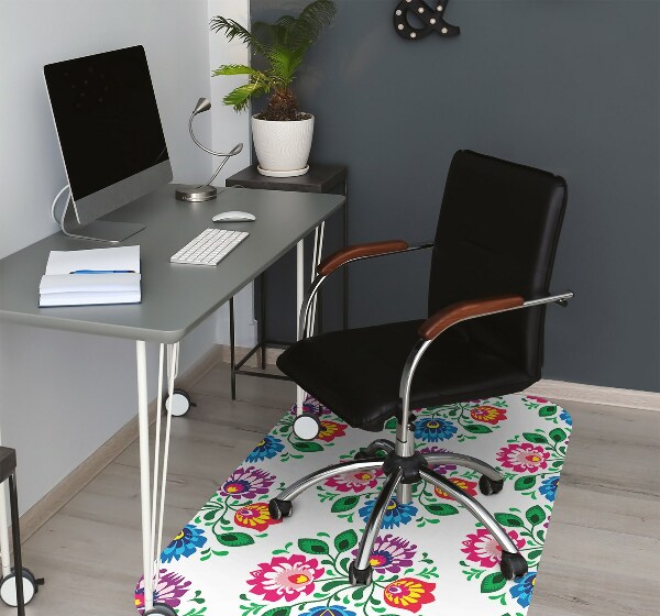 Office chair floor protector Flowers folk style
