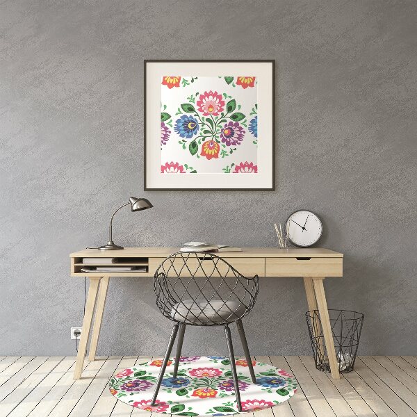 Office chair floor protector Flowers folk style