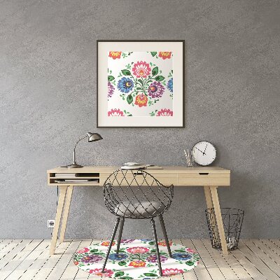 Office chair floor protector Flowers folk style