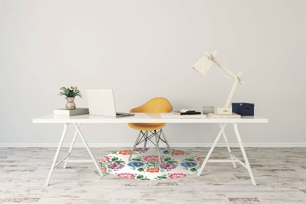 Office chair floor protector Flowers folk style