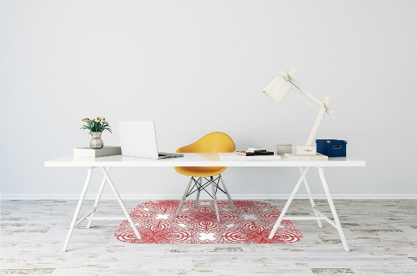 Chair mat floor panels protector red lace