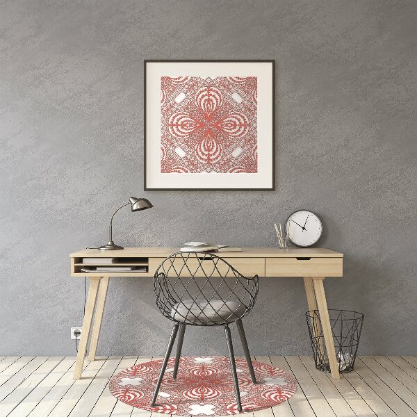 Chair mat floor panels protector red lace