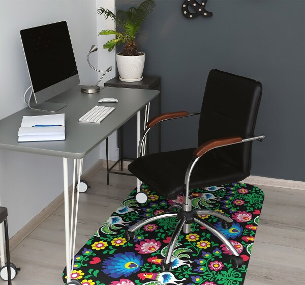 Desk chair mat folk art