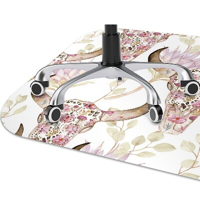 Chair mat floor panels protector Skull in flowers