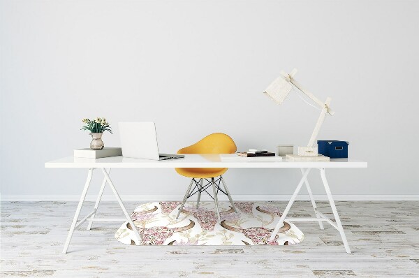 Chair mat floor panels protector Skull in flowers
