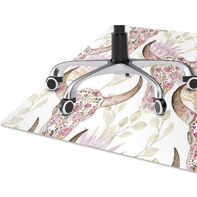 Chair mat floor panels protector Skull in flowers