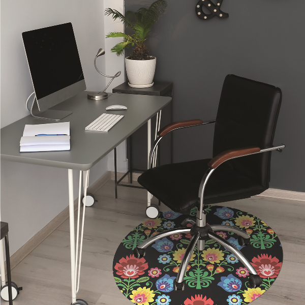 Desk chair mat folk art