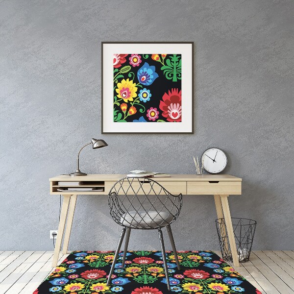 Desk chair mat folk art