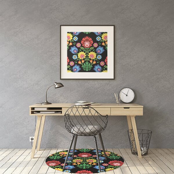 Desk chair mat folk art