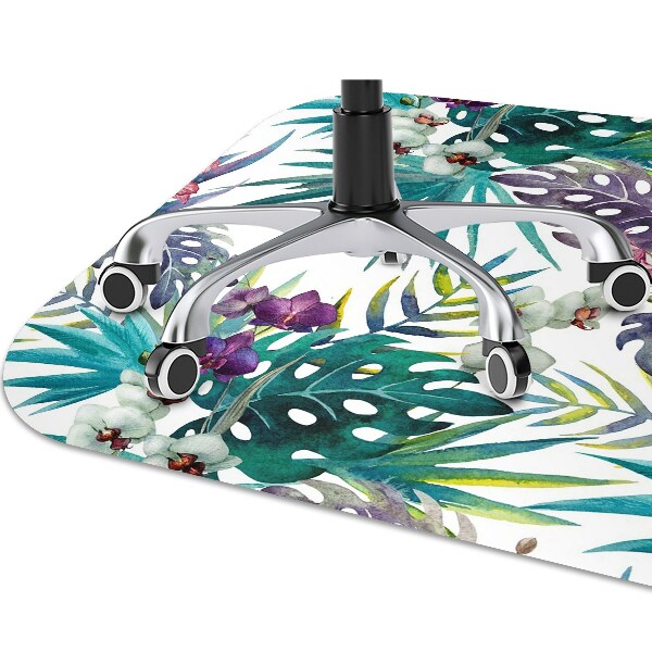 Office chair mat tropical leaves