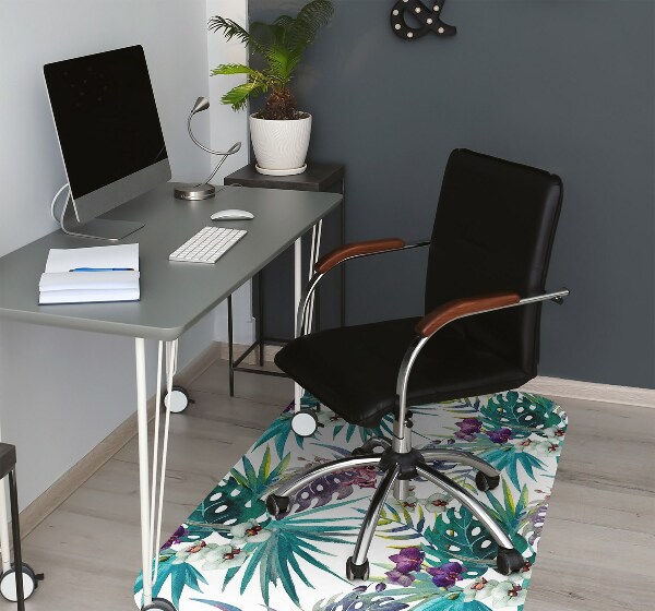 Office chair mat tropical leaves