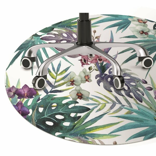 Office chair mat tropical leaves