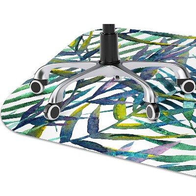 Office chair mat exotic leaves