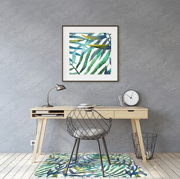 Office chair mat exotic leaves