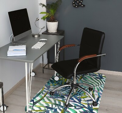 Office chair mat exotic leaves