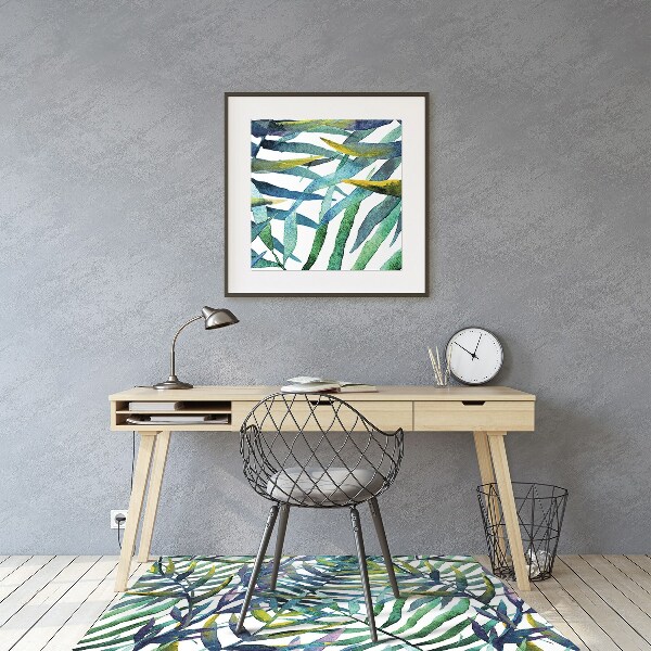 Office chair mat exotic leaves