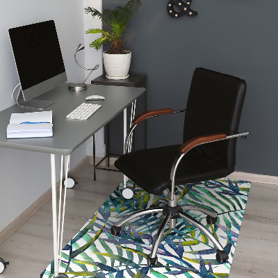 Office chair mat exotic leaves