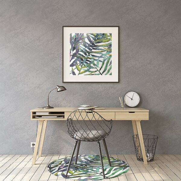 Office chair mat exotic leaves