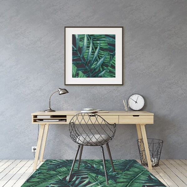 Office chair mat tropical leaves