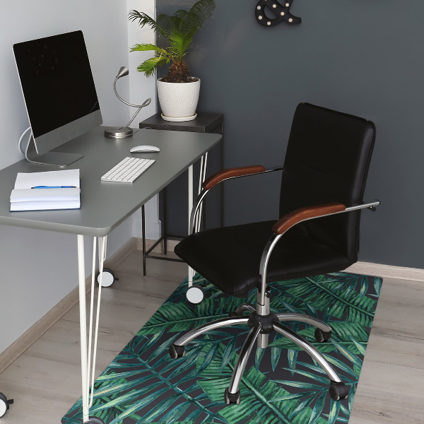 Office chair mat tropical leaves