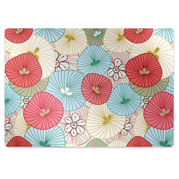 Office chair floor protector flowery pattern